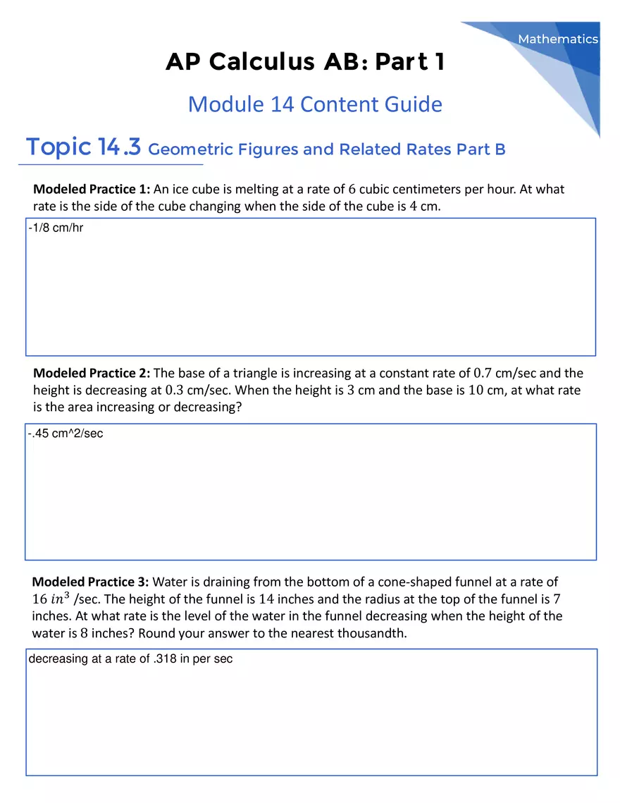 AP Calculus AB: Part 1 - Module 14 - Page 12