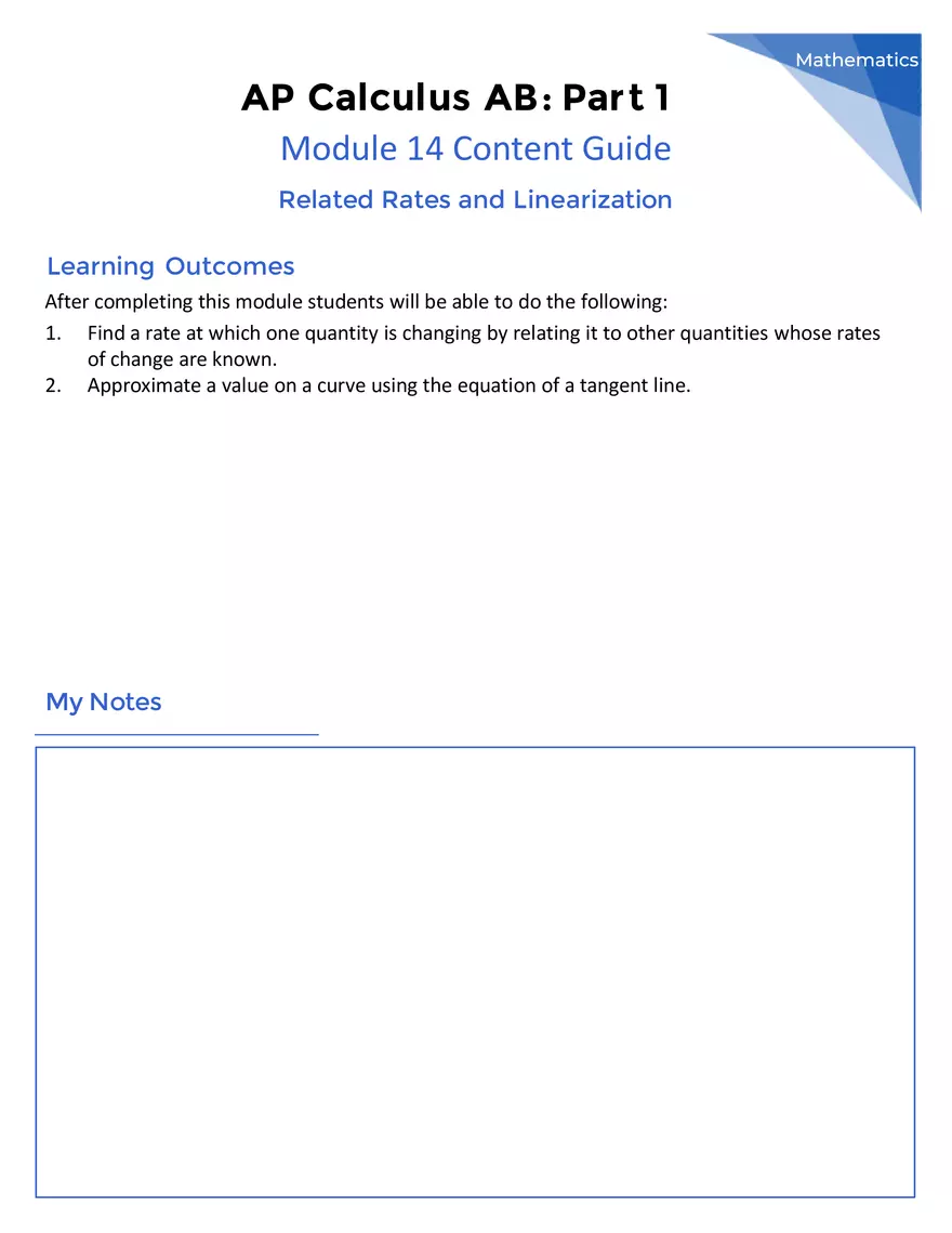 AP Calculus AB: Part 1 - Module 14 - Page 1