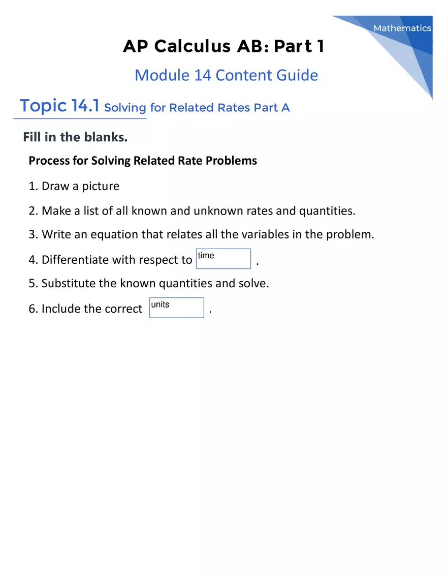 AP Calculus AB: Part 1 - Module 14 - Page 2