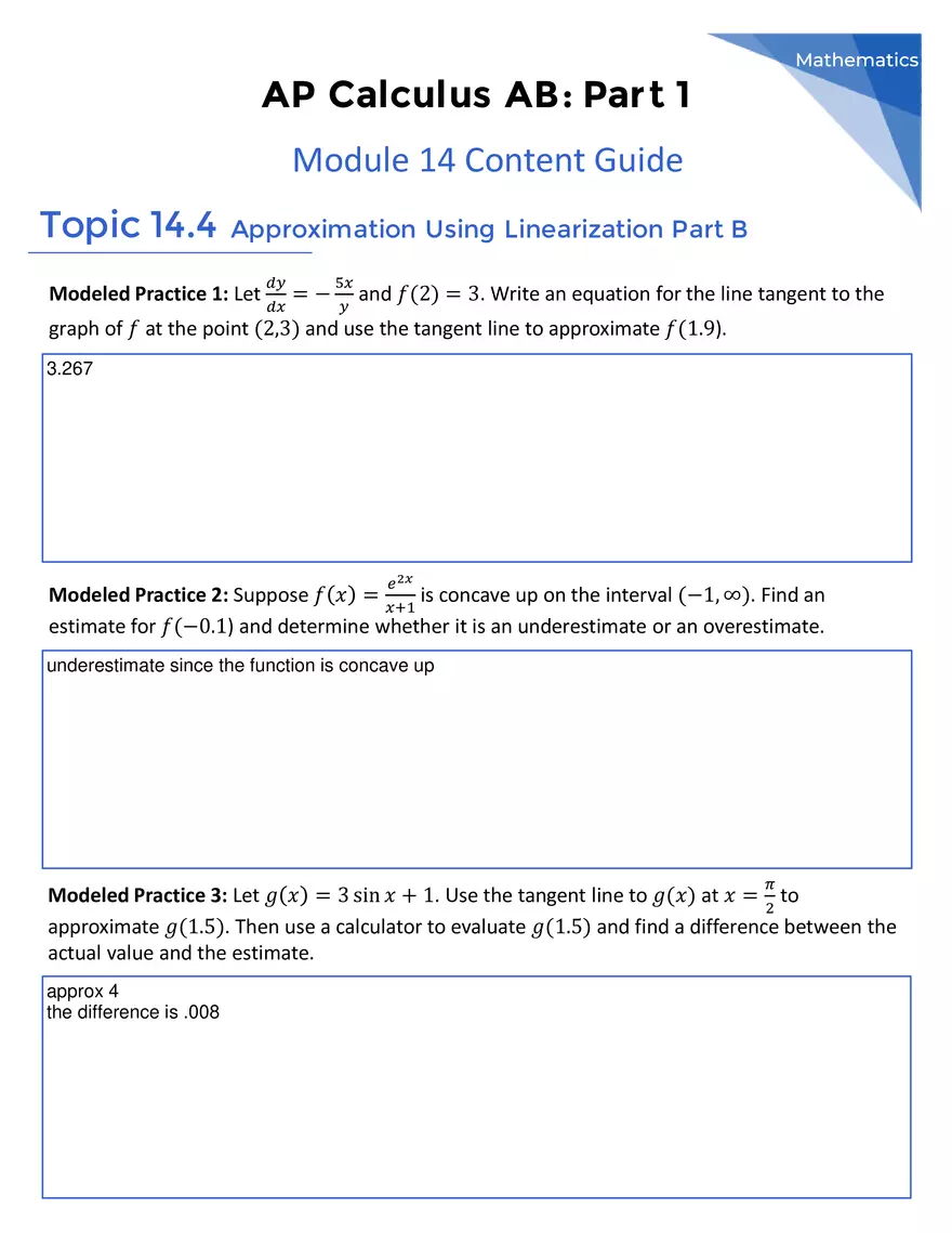 AP Calculus AB: Part 1 - Module 14 - Page 4