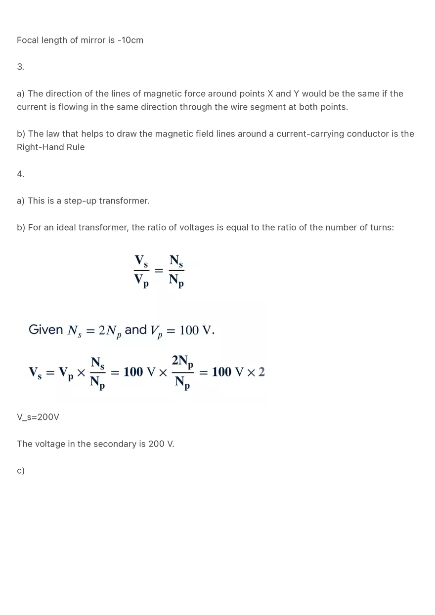 Electromagnetism, Optics, and Mechanics:Sample Exam Questions - Page 5