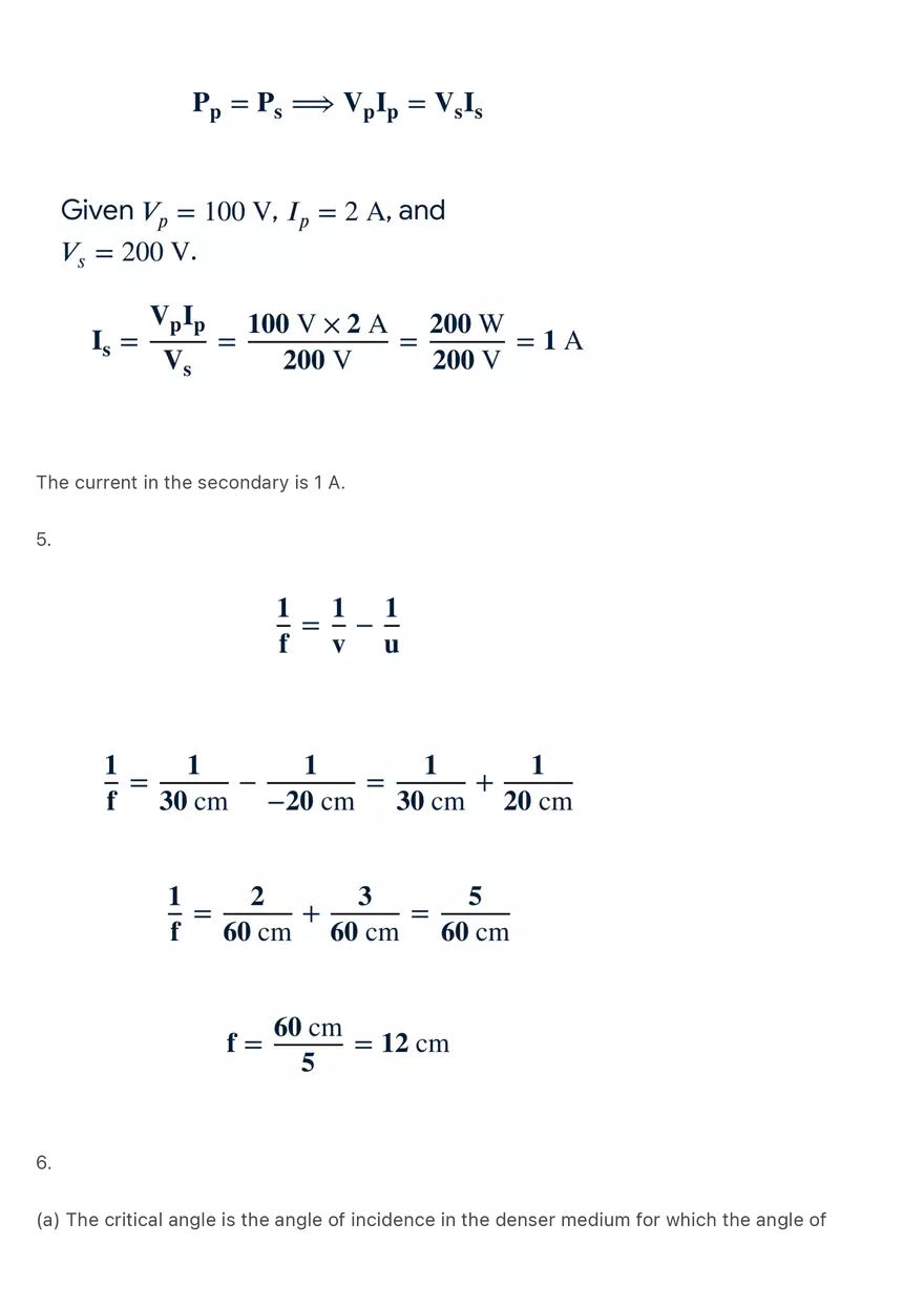 Electromagnetism, Optics, and Mechanics:Sample Exam Questions - Page 6