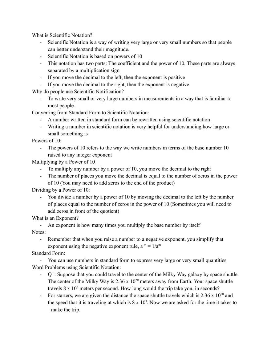 Scientific Notation - Page 1