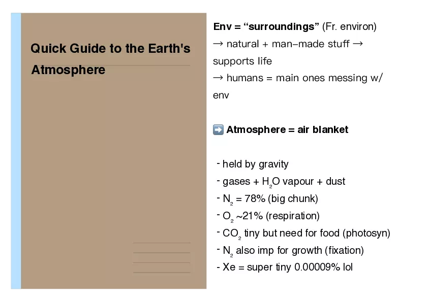Quick Guide to the Earth's Atmosphere - Page 1