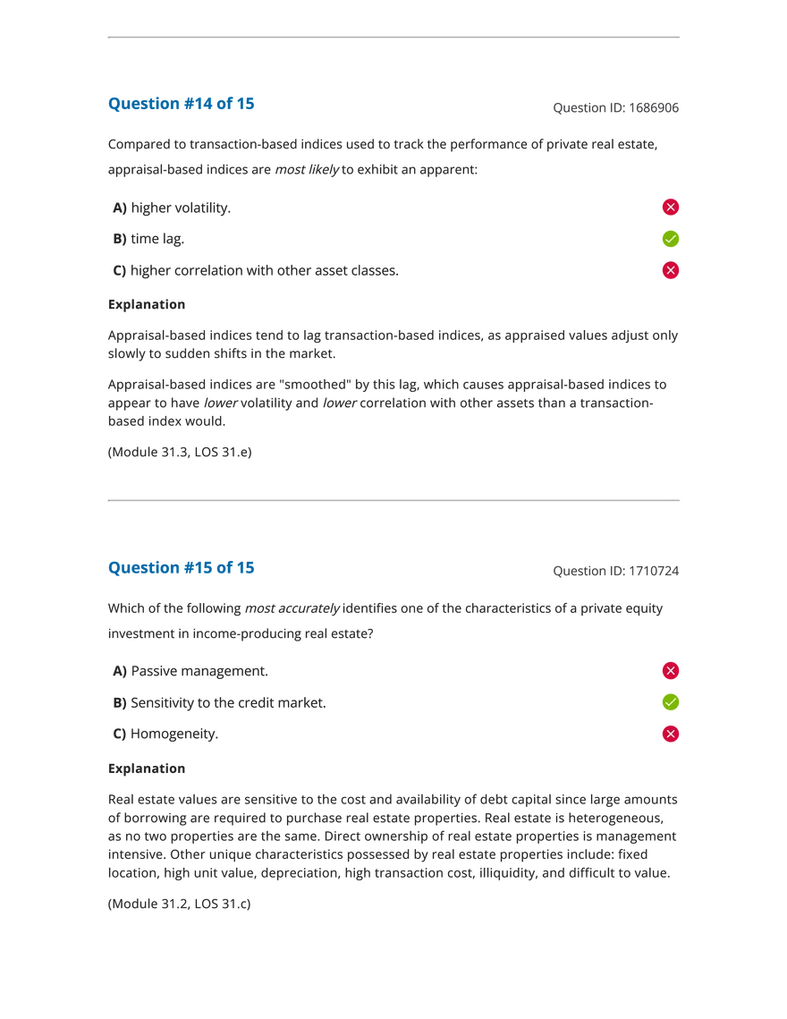 Reading 31 Overview of Types of Real Estate Investment - Answers - Page 7