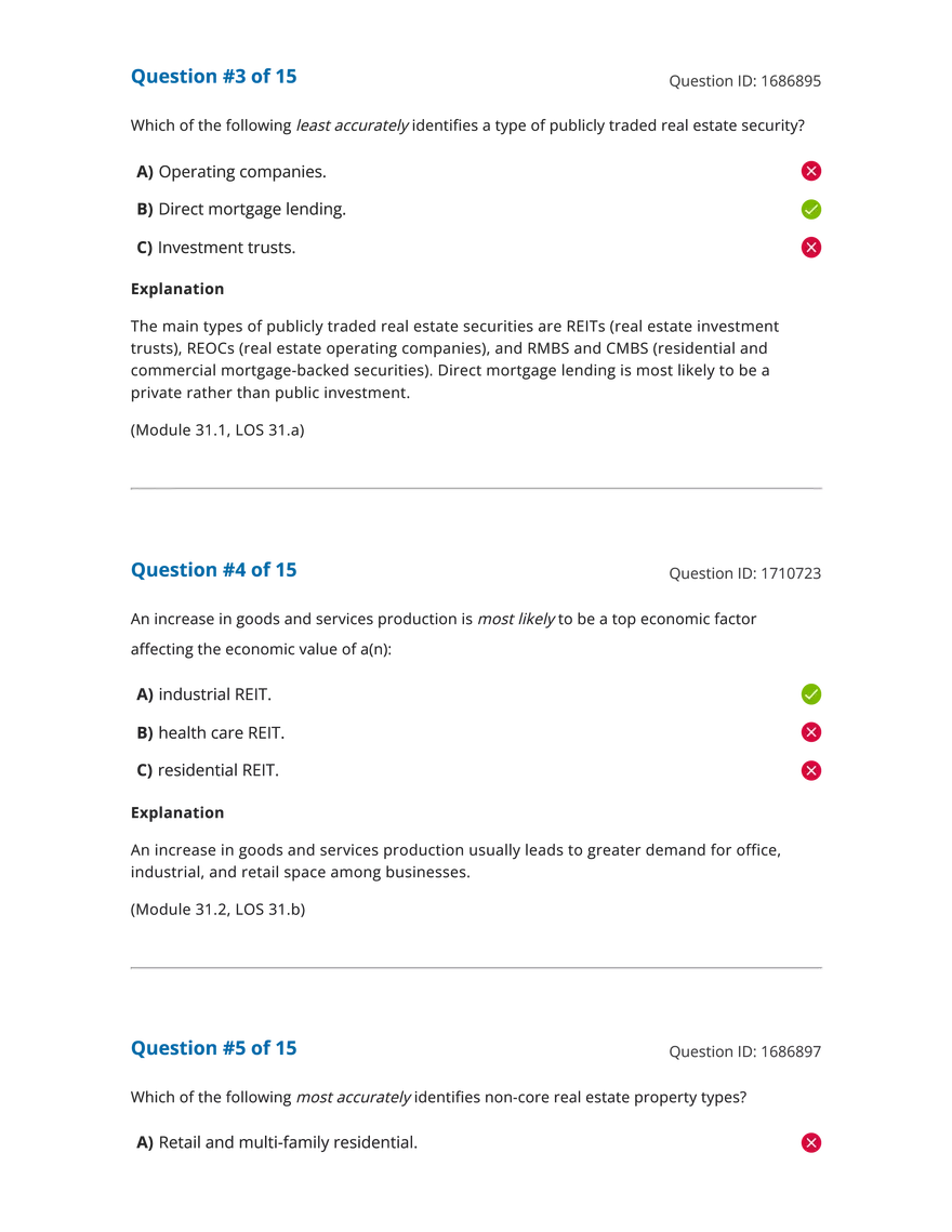 Reading 31 Overview of Types of Real Estate Investment - Answers - Page 2
