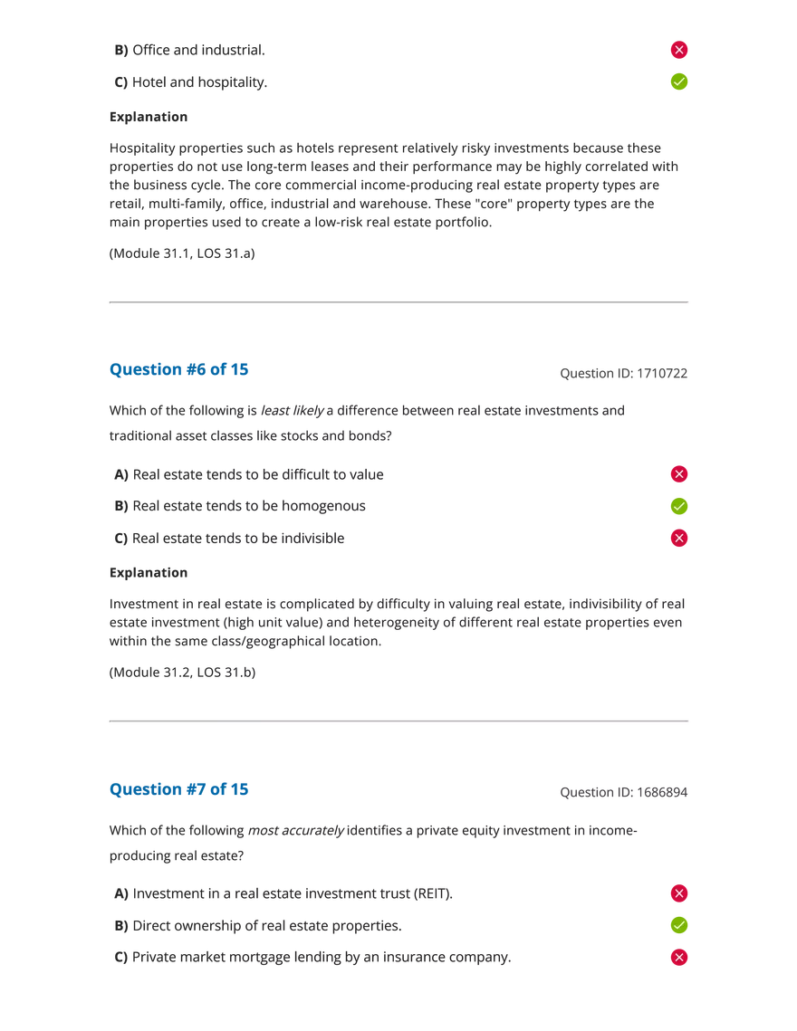 Reading 31 Overview of Types of Real Estate Investment - Answers - Page 3