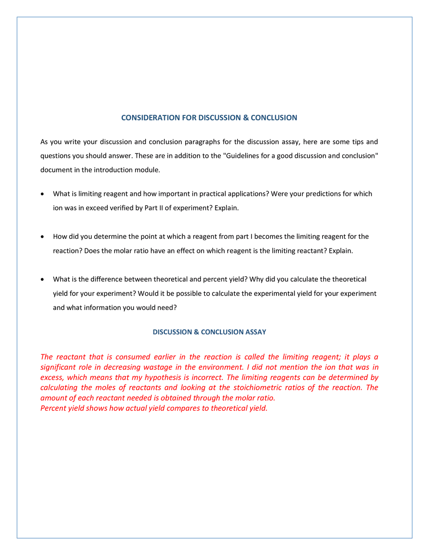 Lab 5 – Limiting Reagent Study - Lab Report - Page 11
