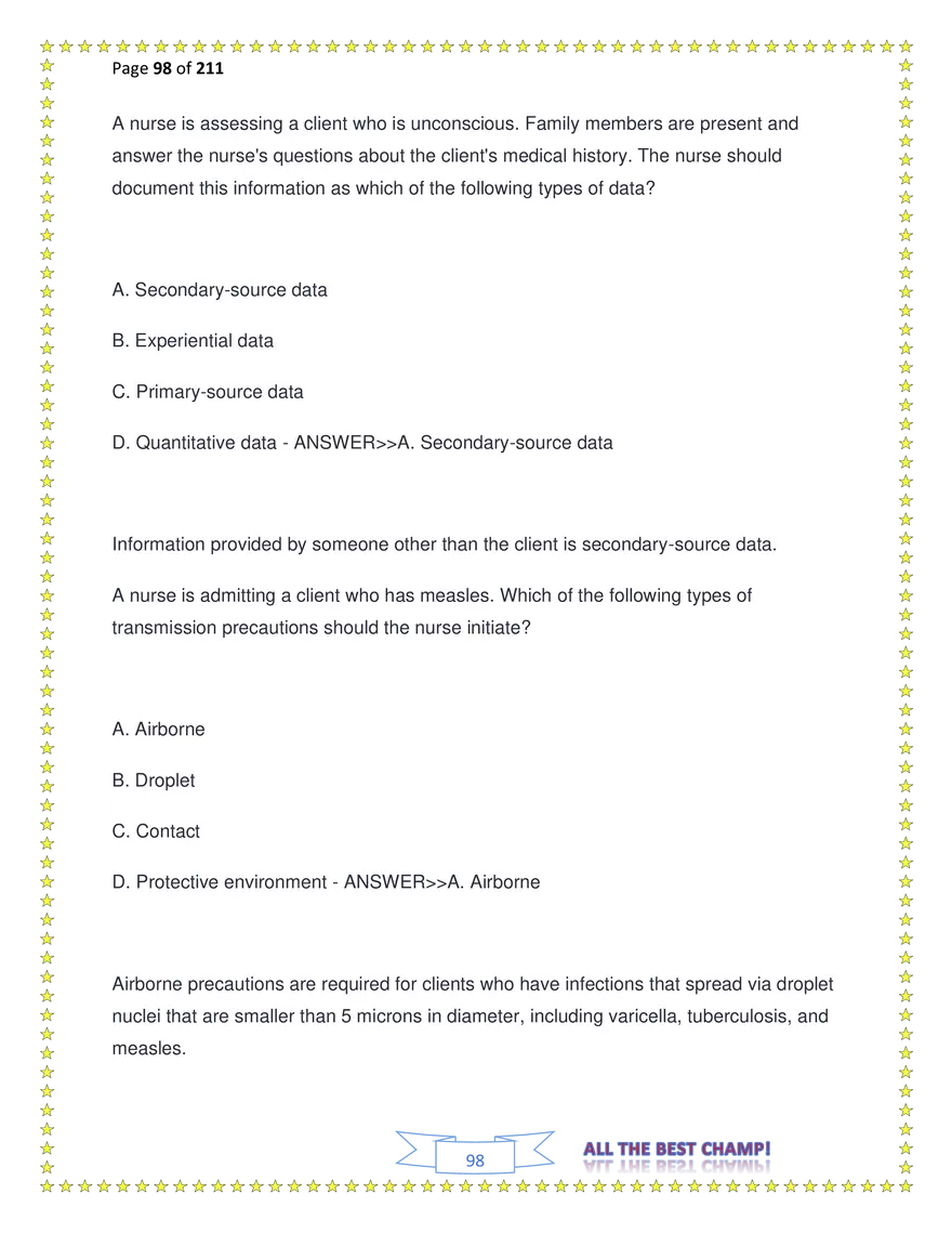 ATI Fundamentals Proctored Exam Test Bank - Page 209