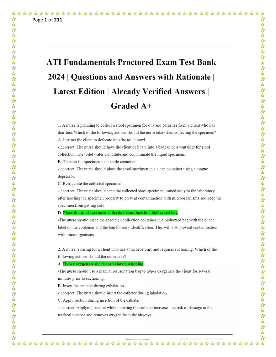 ATI Fundamentals Proctored Exam Test Bank - Page 1
