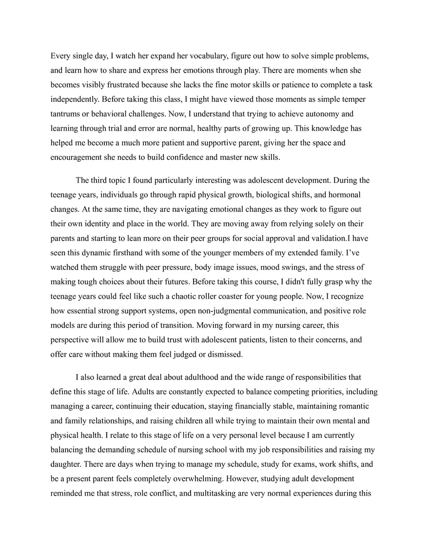 Reflection on Lifespan Development - Page 2