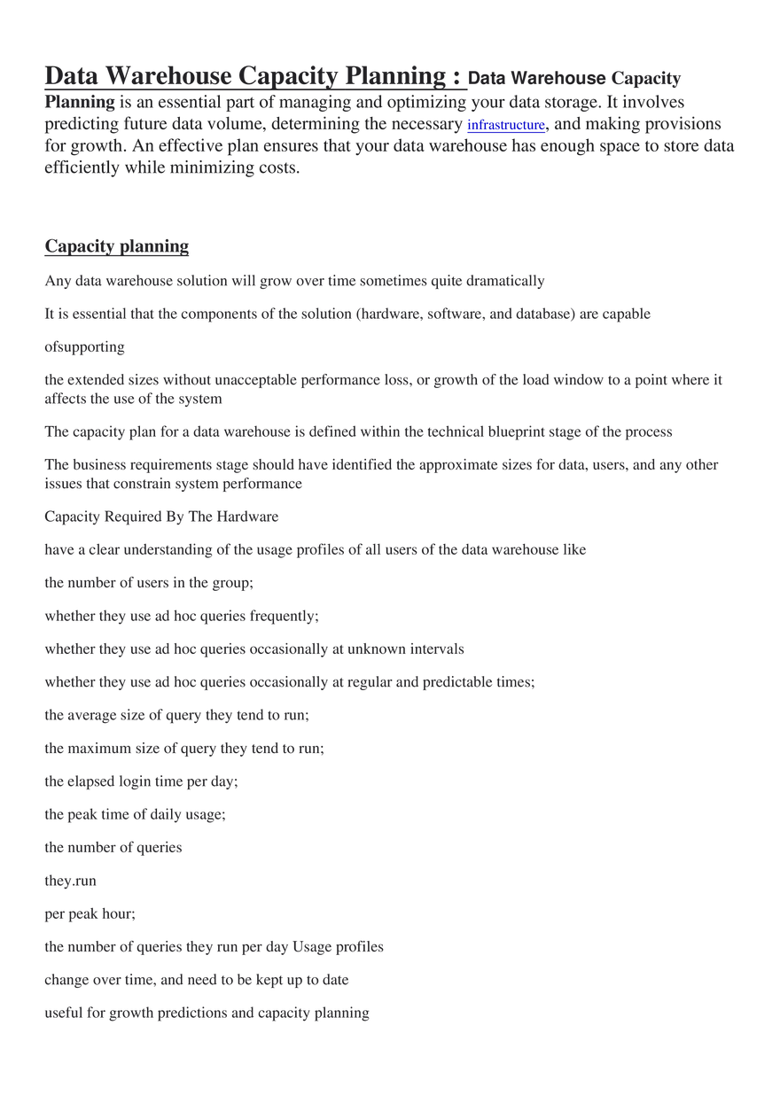 Data Warehouse Capacity Planning - Page 1