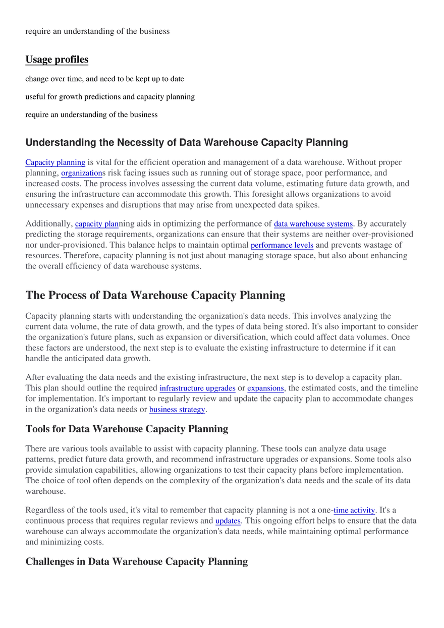 Data Warehouse Capacity Planning - Page 2