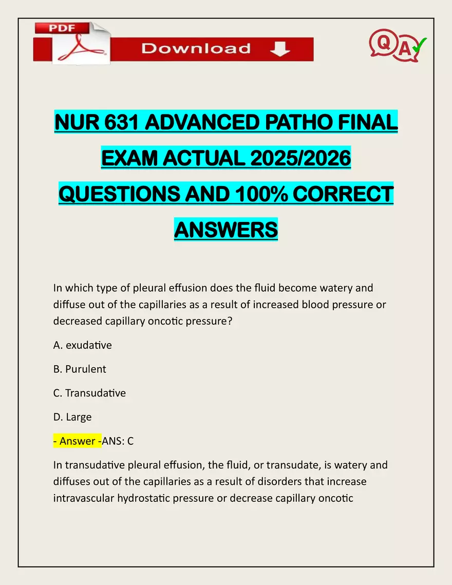Advanced Patho Final Exam Actual 2025/2026 - Page 1