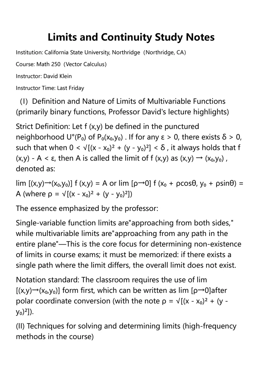 Limits and Continuity - Page 1
