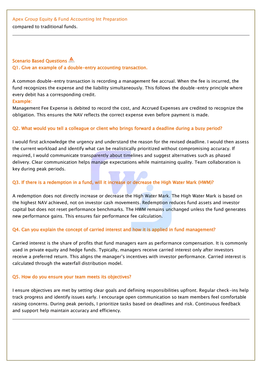 Apex Group Equity & Fund Accounting Interview Q&A - Page 13
