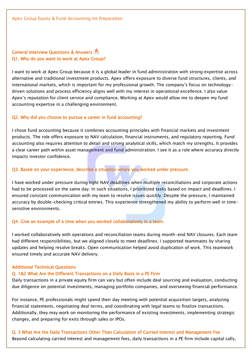 Apex Group Equity & Fund Accounting Interview Q&A - Page 14