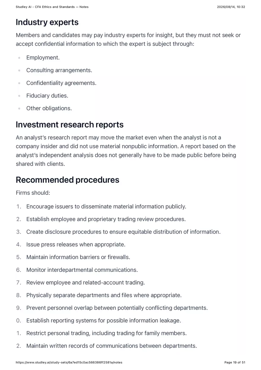 CFA Ethics and Standards - Notes - Page 11
