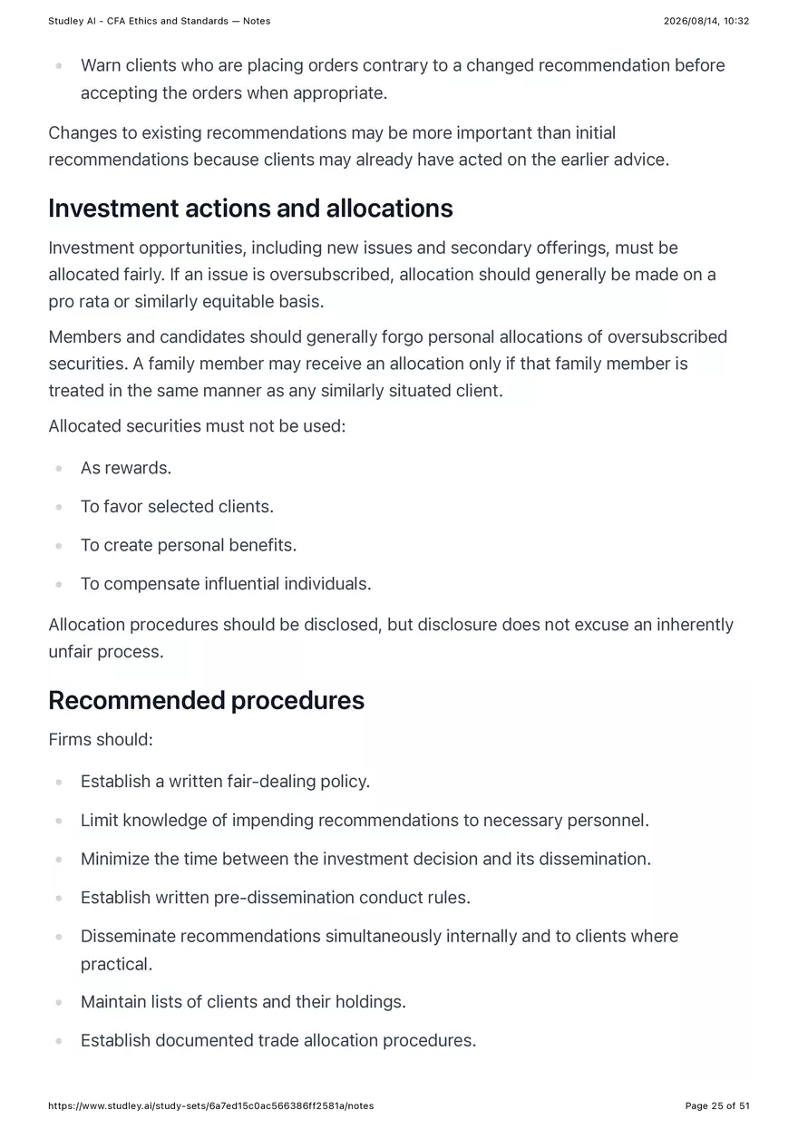 CFA Ethics and Standards - Notes - Page 18