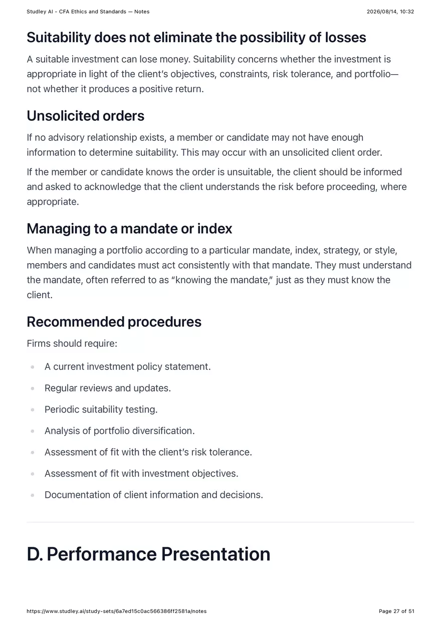 CFA Ethics and Standards - Notes - Page 20