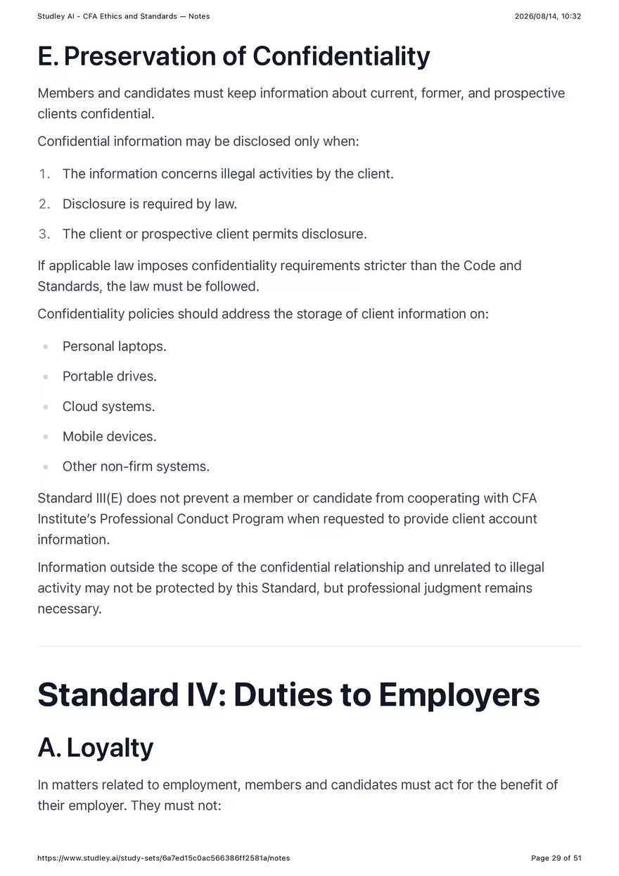 CFA Ethics and Standards - Notes - Page 22
