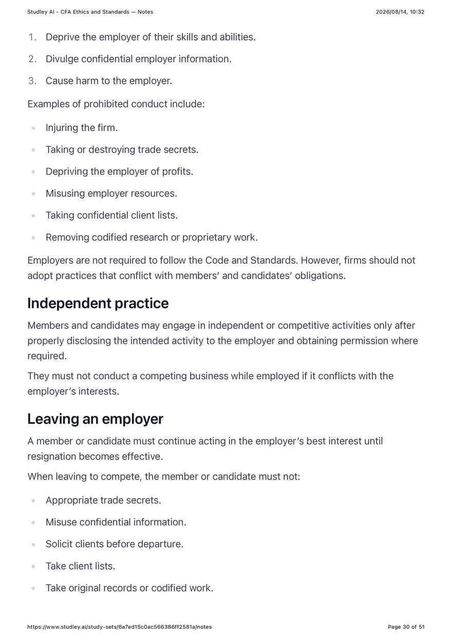 CFA Ethics and Standards - Notes - Page 23