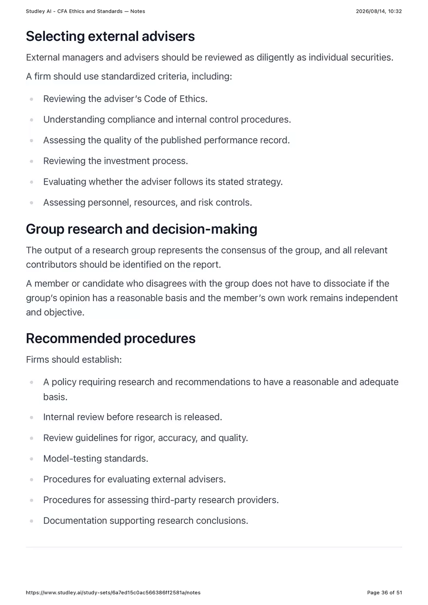 CFA Ethics and Standards - Notes - Page 30