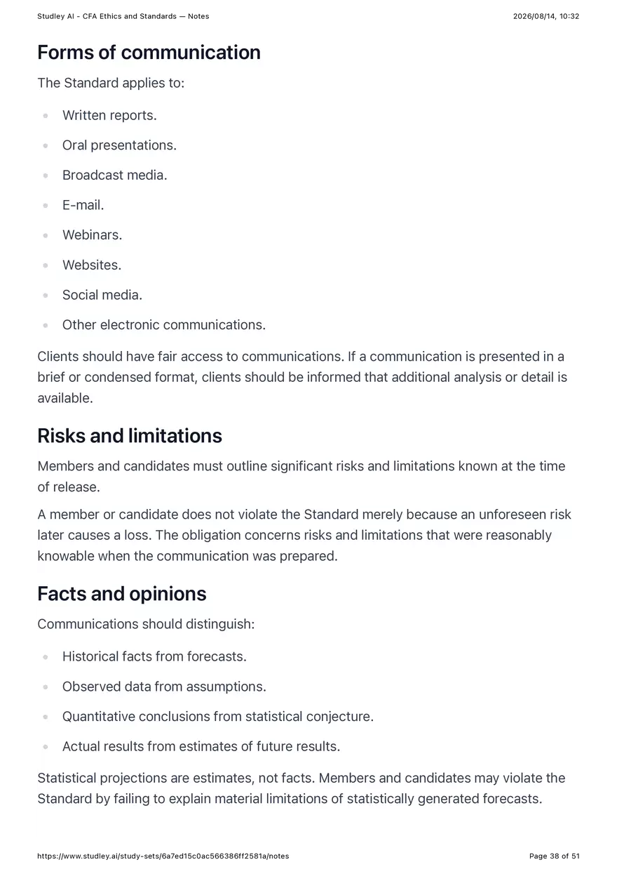CFA Ethics and Standards - Notes - Page 32