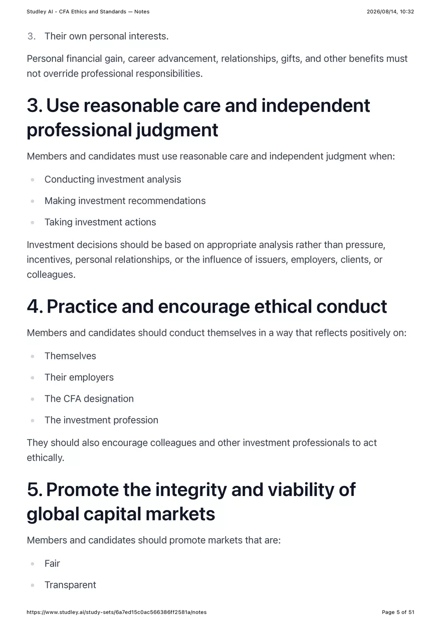 CFA Ethics and Standards - Notes - Page 35