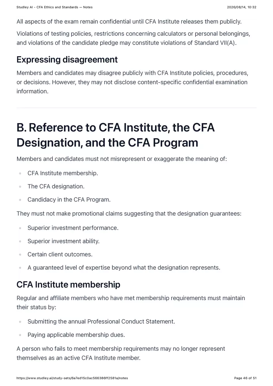 CFA Ethics and Standards - Notes - Page 41