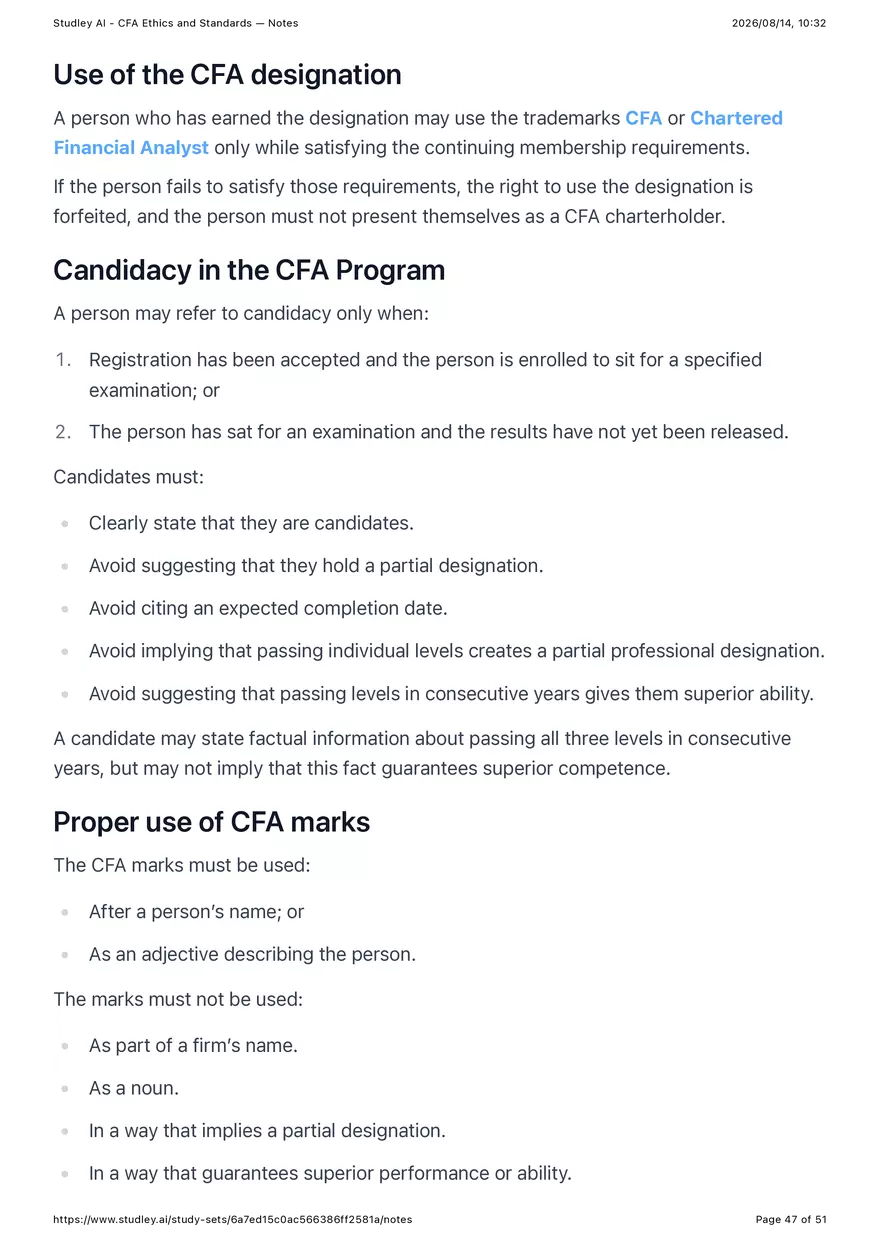 CFA Ethics and Standards - Notes - Page 42