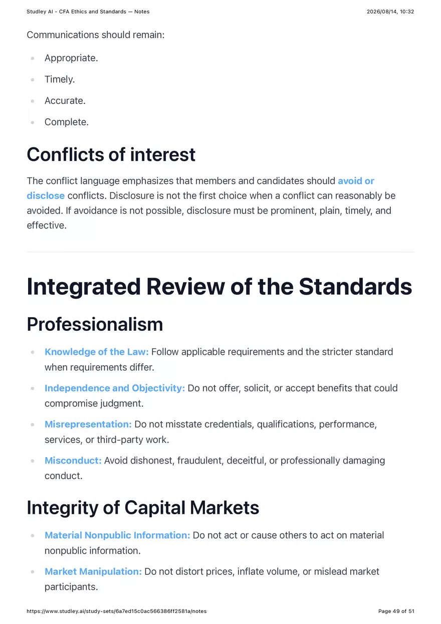CFA Ethics and Standards - Notes - Page 44
