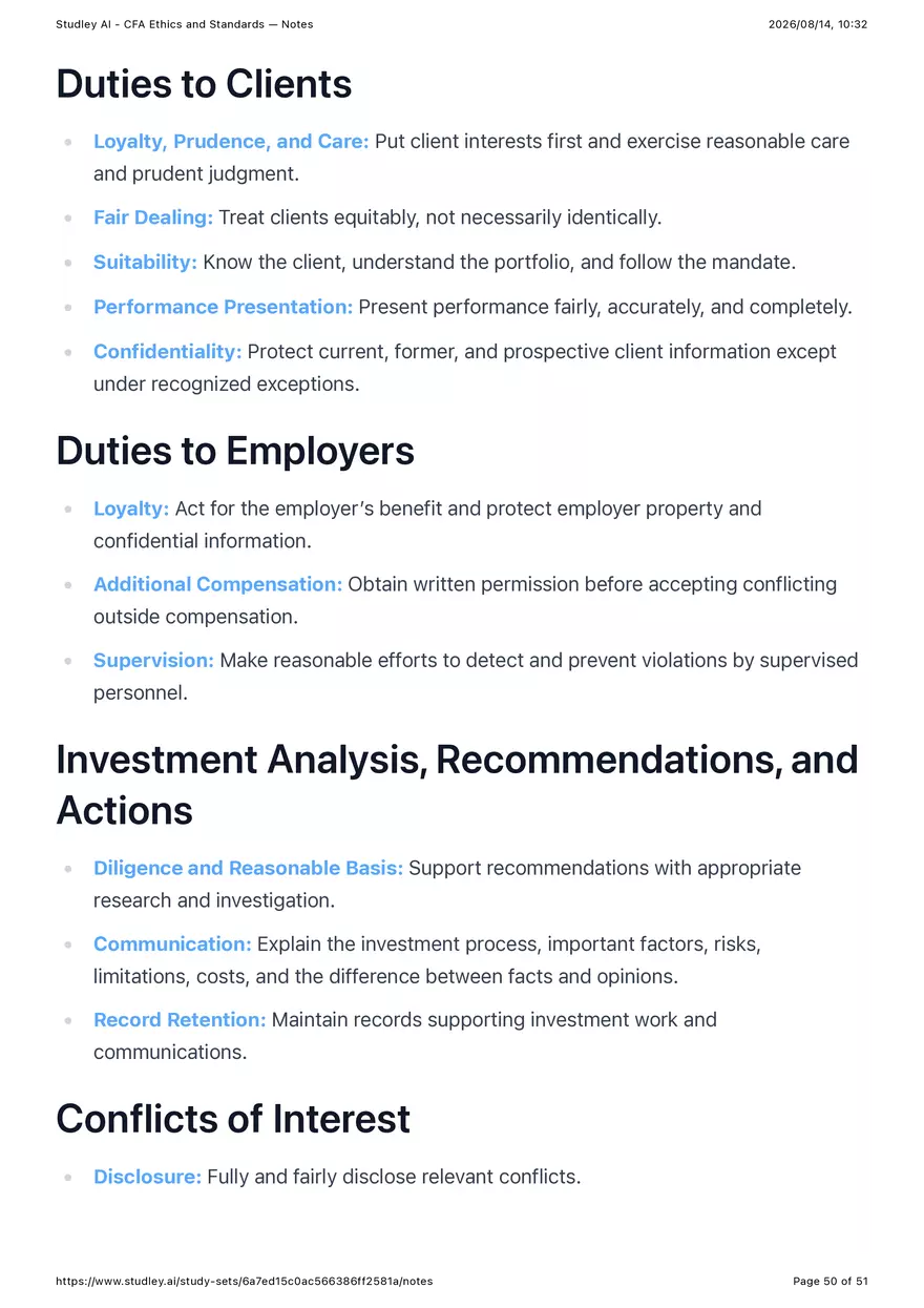 CFA Ethics and Standards - Notes - Page 45