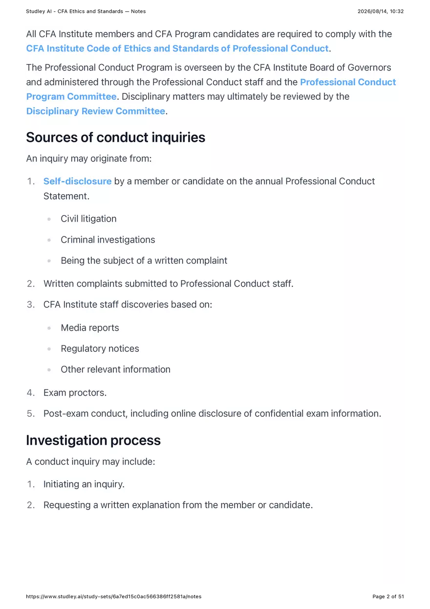 CFA Ethics and Standards - Notes - Page 2