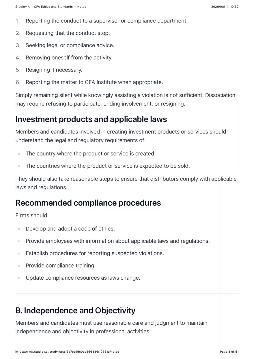CFA Ethics and Standards - Notes - Page 49