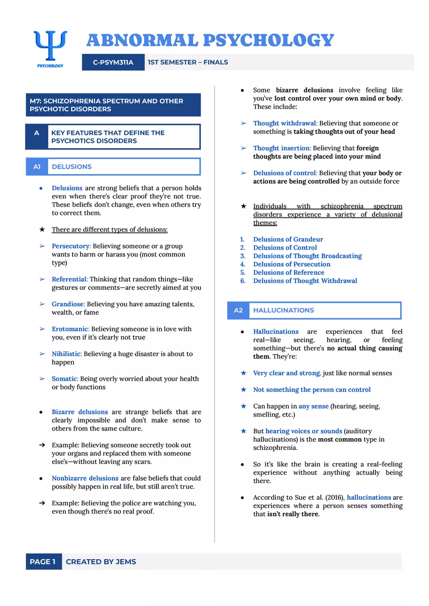 Schizophrenia Spectrum and Other Psychotic Disorders - Page 1