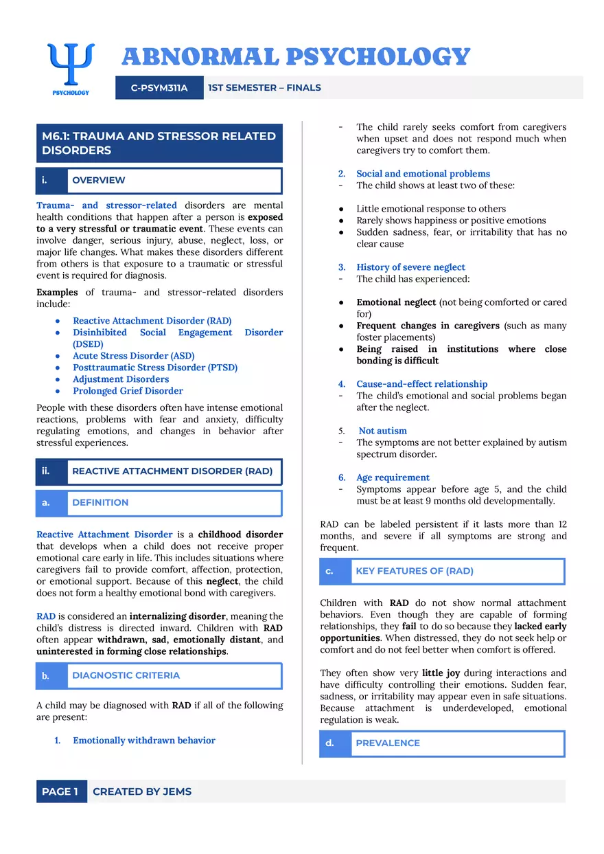 Trauma and Stressor Related Disorders - Page 1