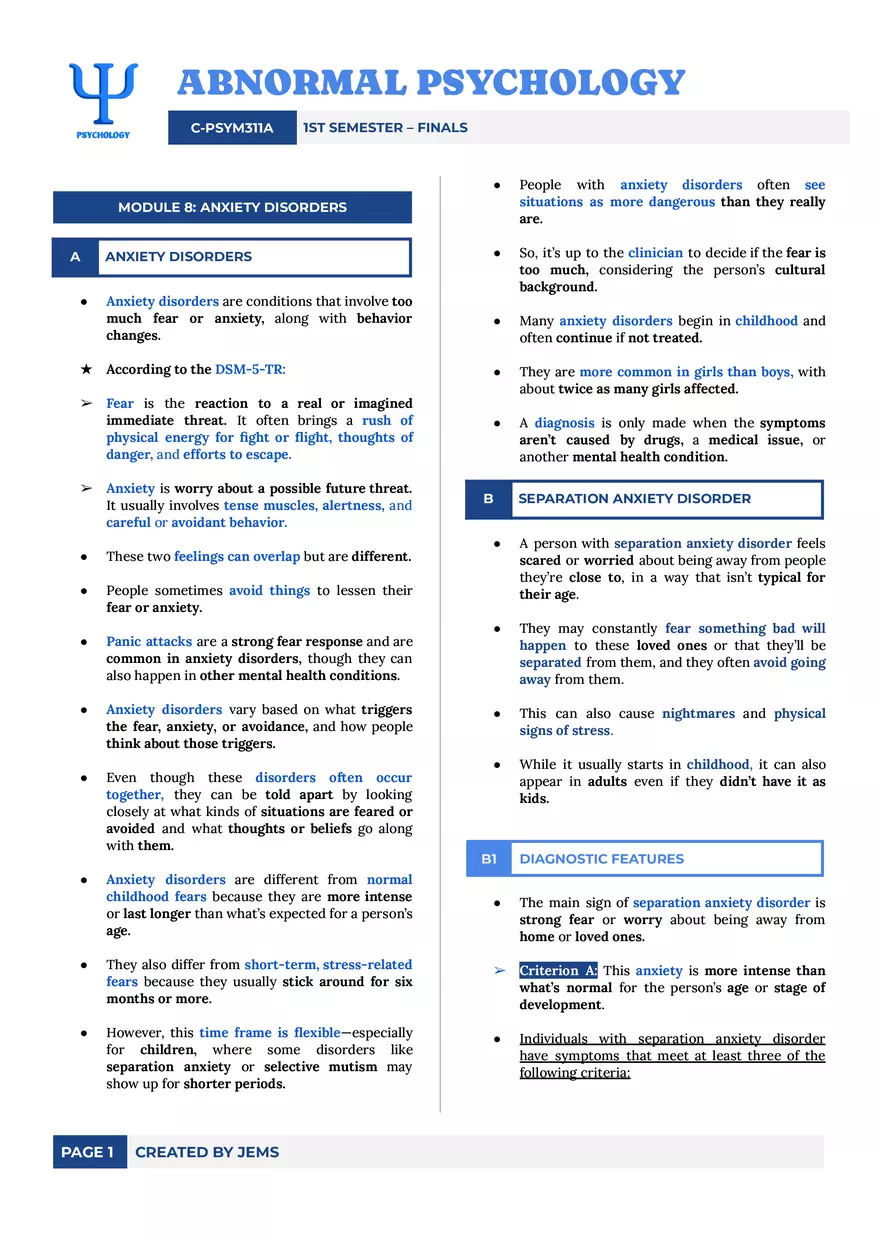Anxiety Disorders - Page 1