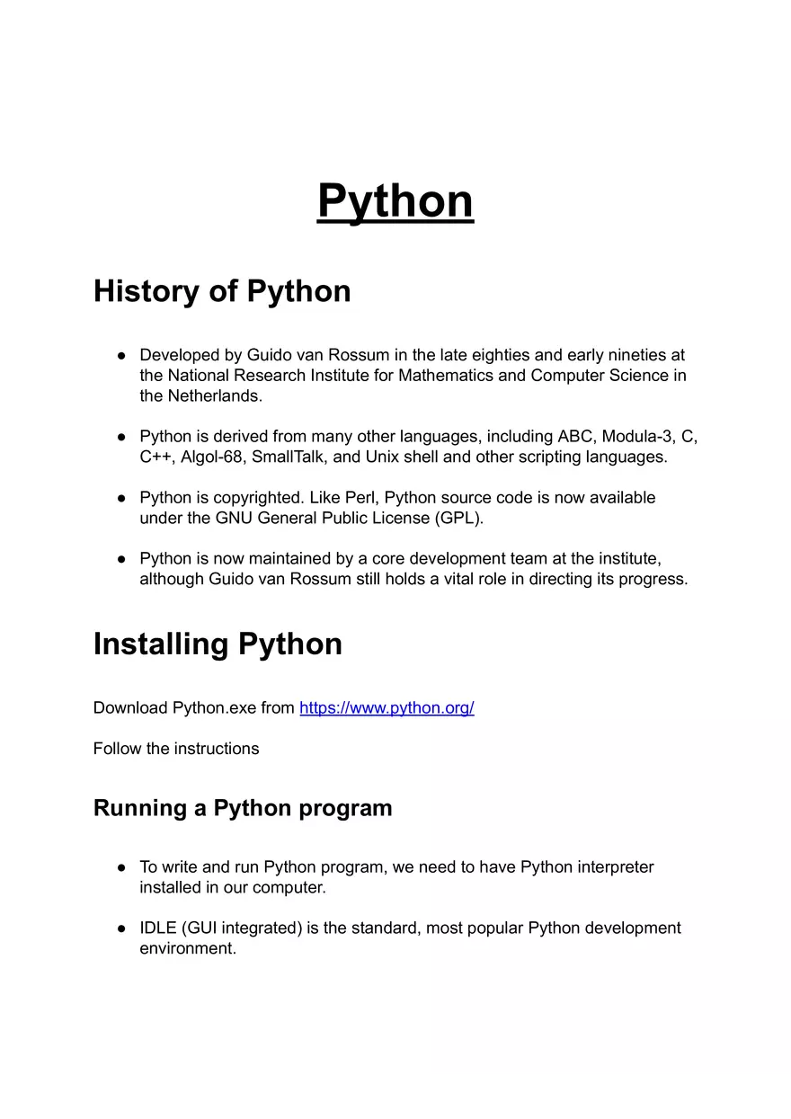 Basics of Python - Page 1