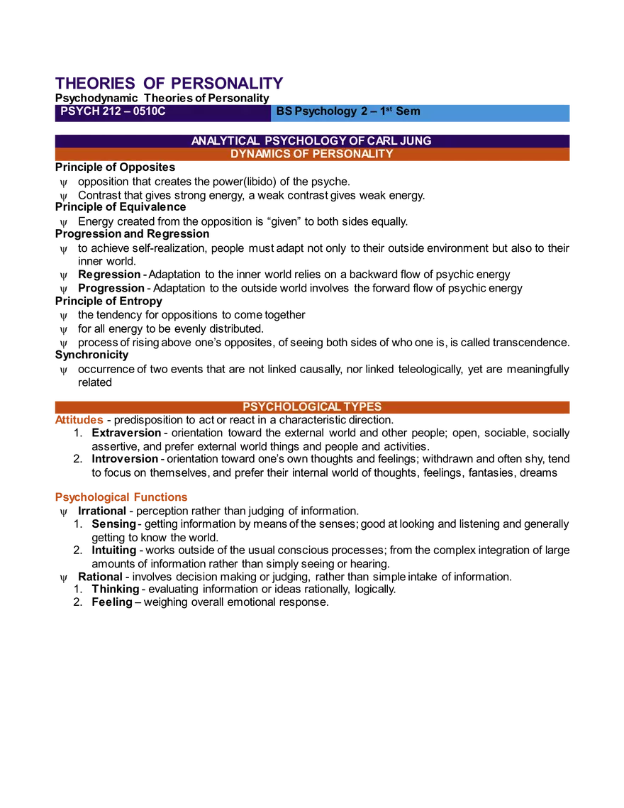 Jung's Dynamics of Personality - Page 1