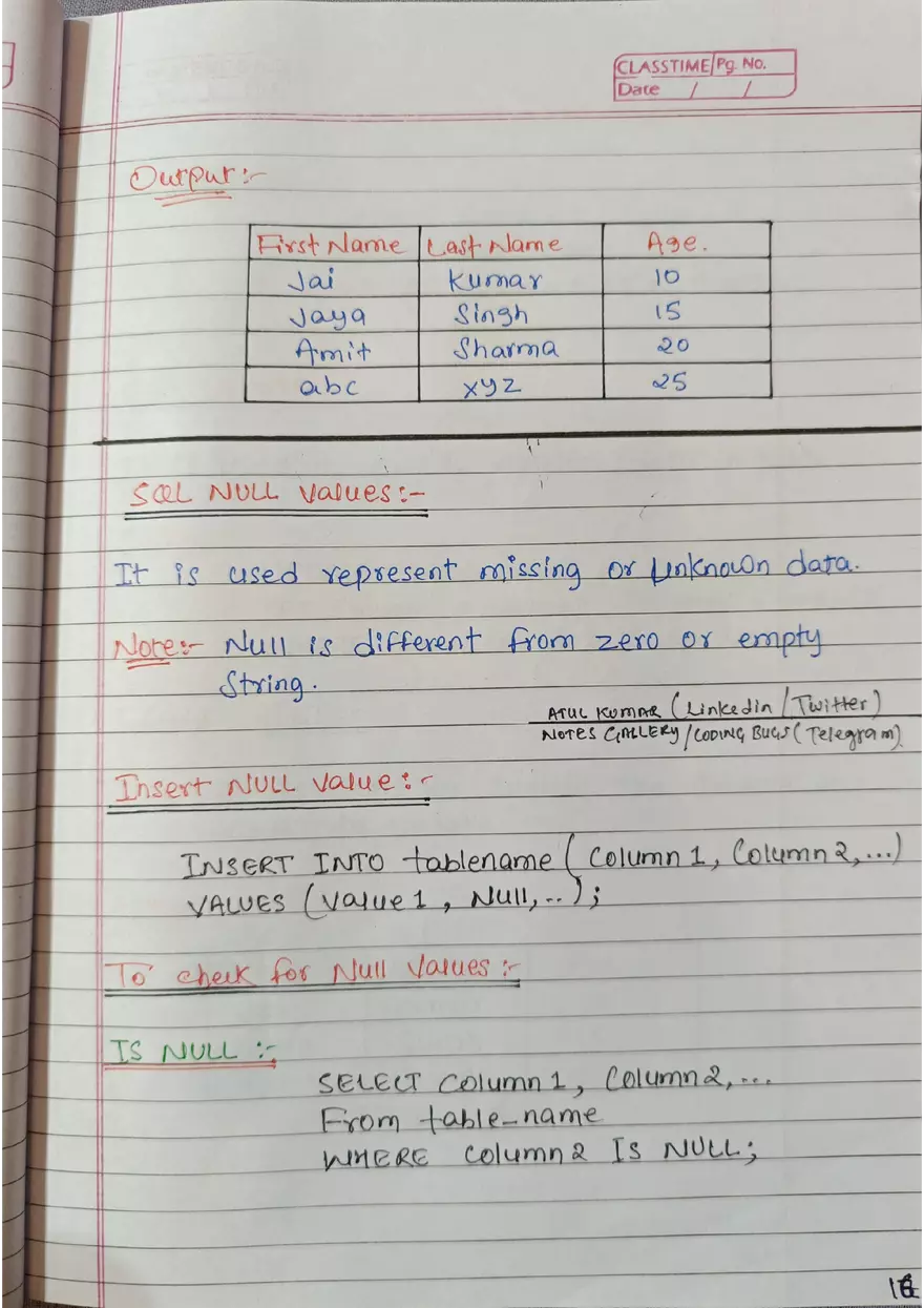 SQL Handwritten Notes - Page 8