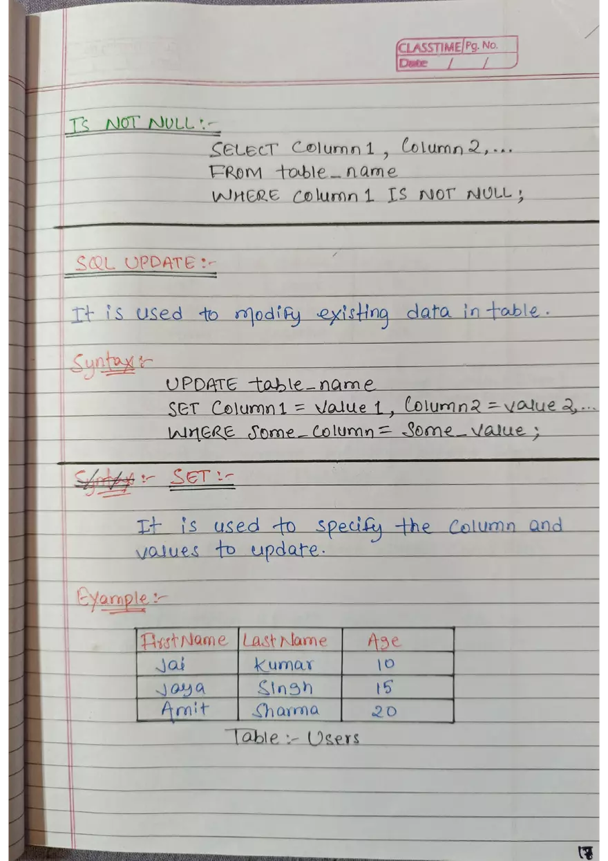SQL Handwritten Notes - Page 9