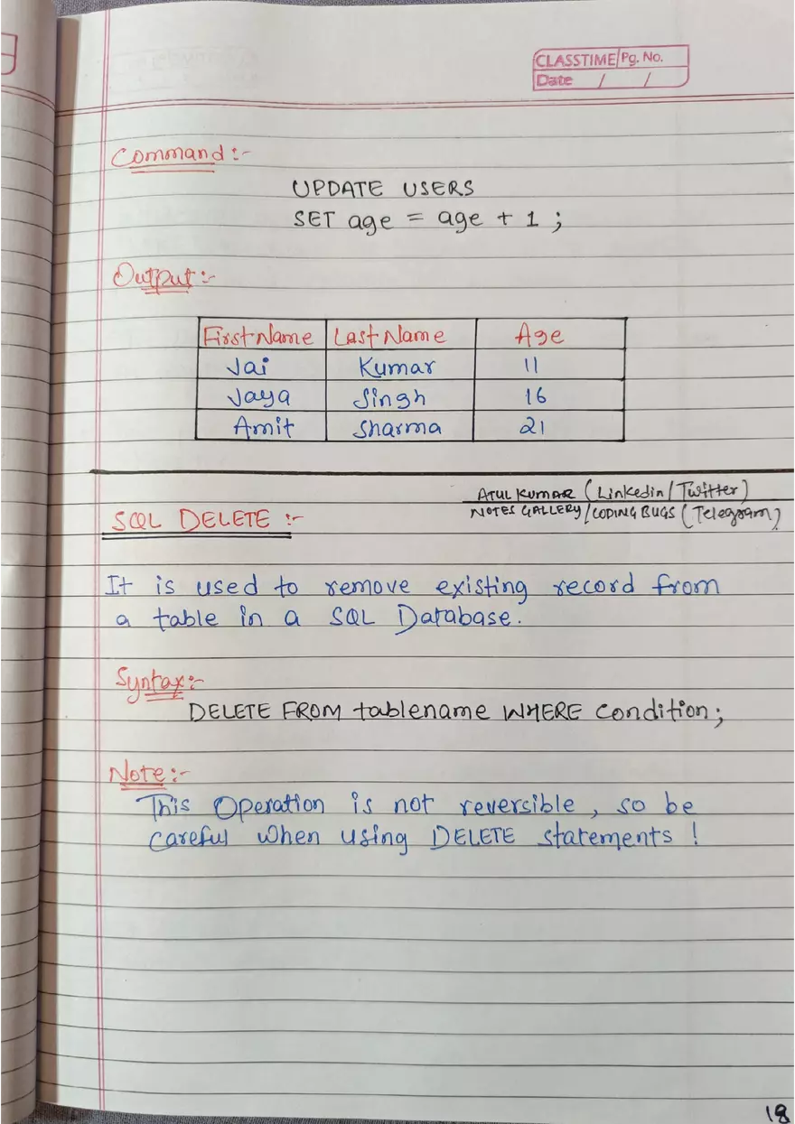 SQL Handwritten Notes - Page 10