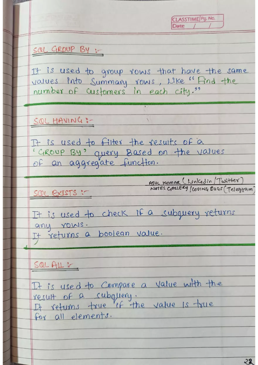 SQL Handwritten Notes - Page 15