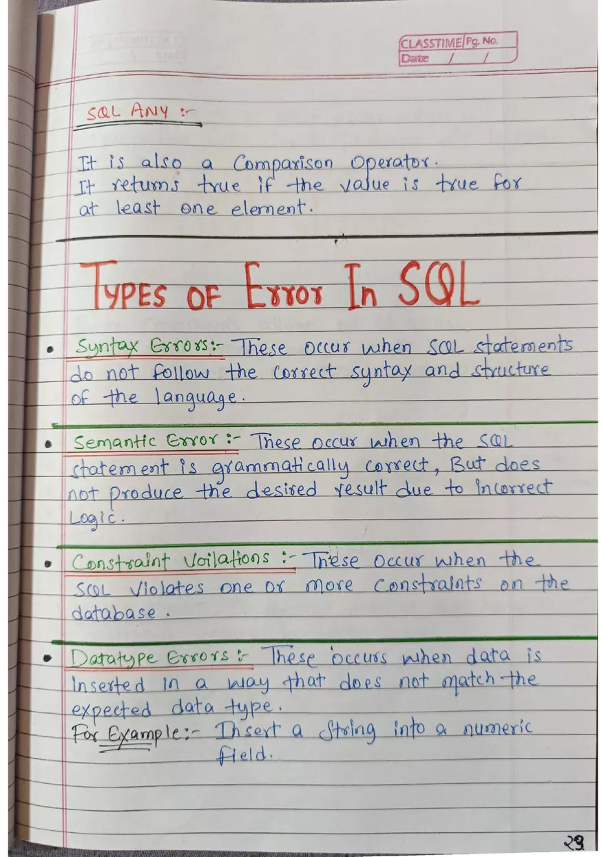SQL Handwritten Notes - Page 16