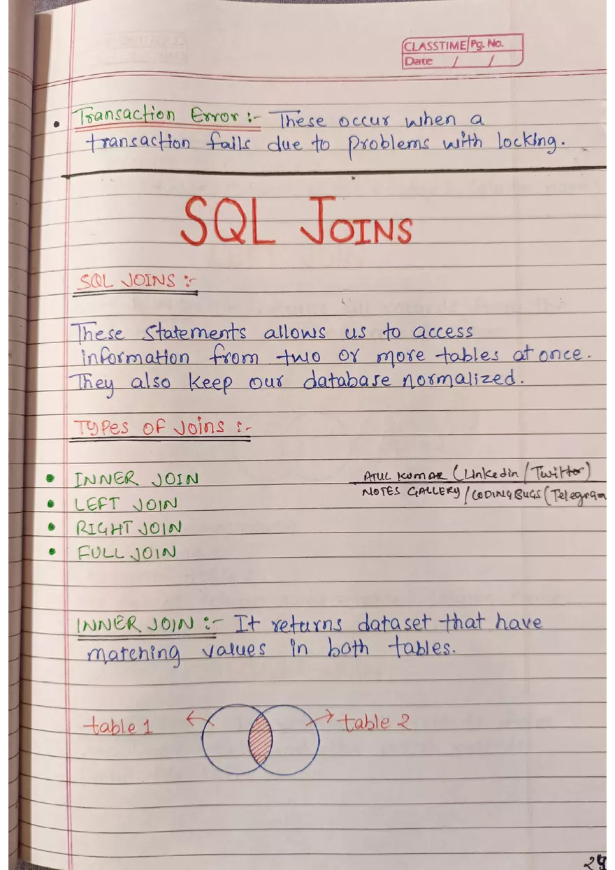 SQL Handwritten Notes - Page 17
