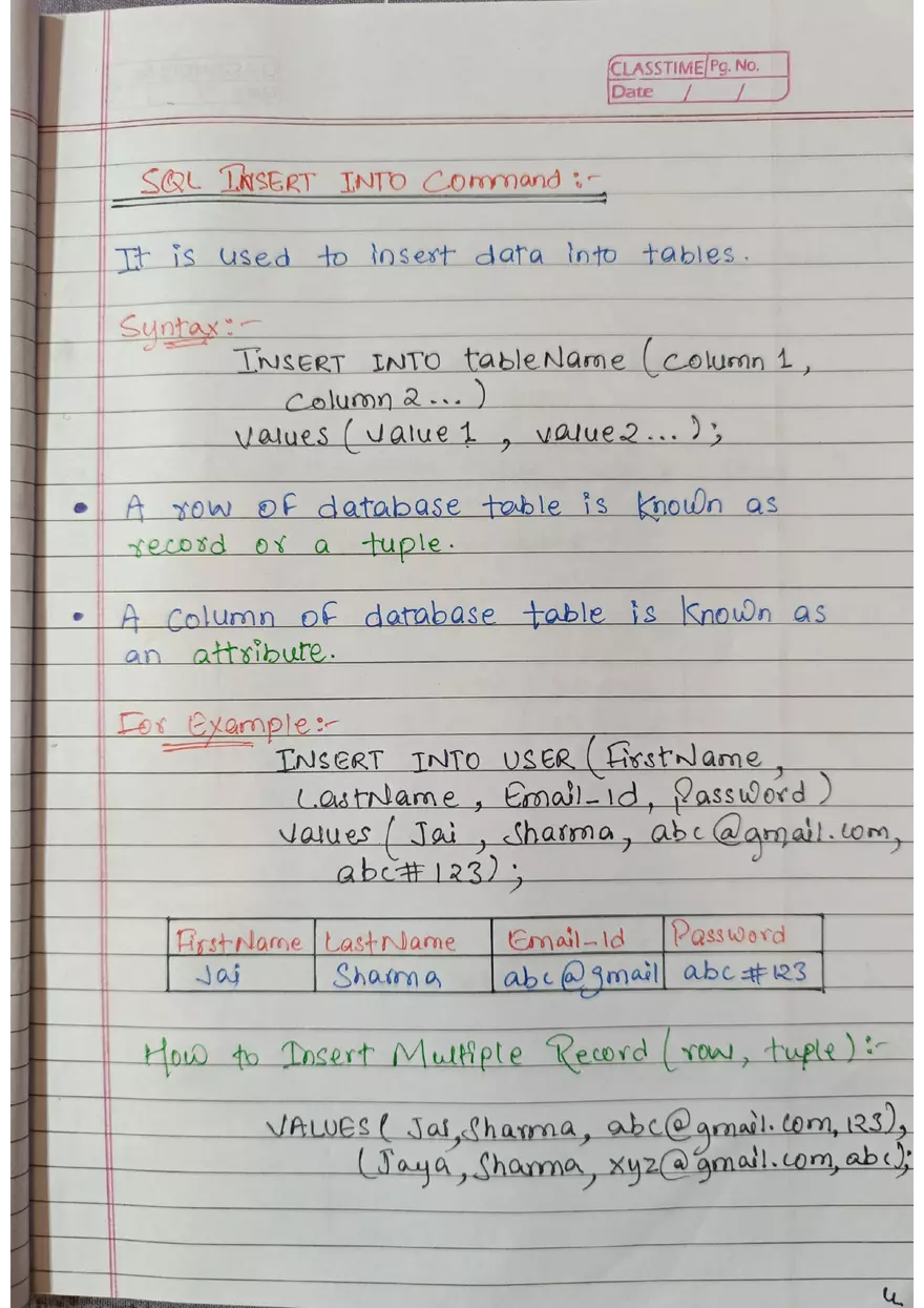 SQL Handwritten Notes - Page 24