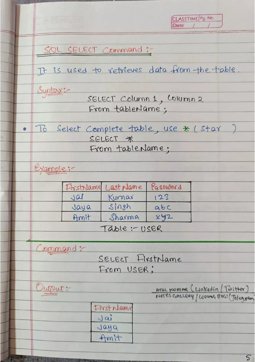 SQL Handwritten Notes - Page 25