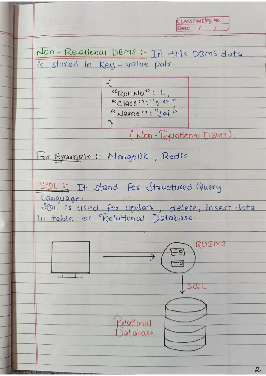SQL Handwritten Notes - Page 2