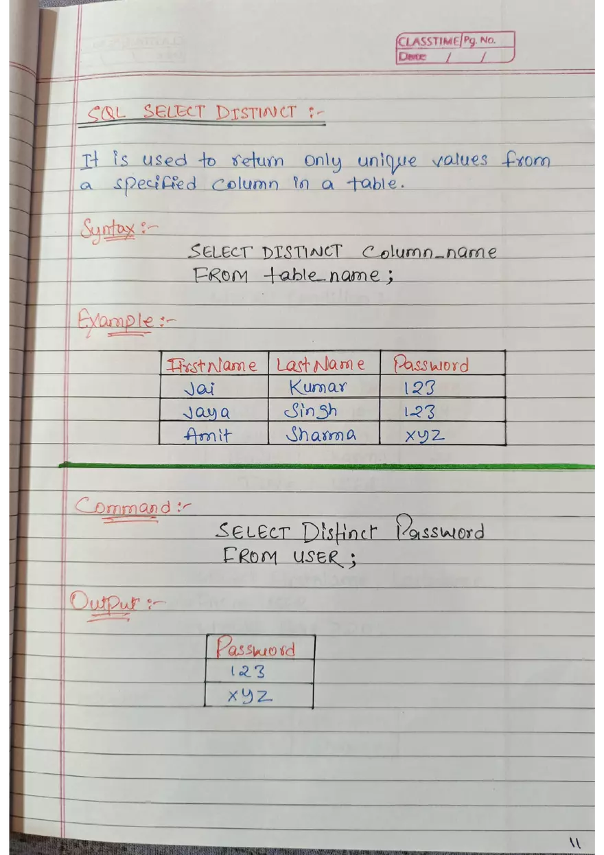 SQL Handwritten Notes - Page 3